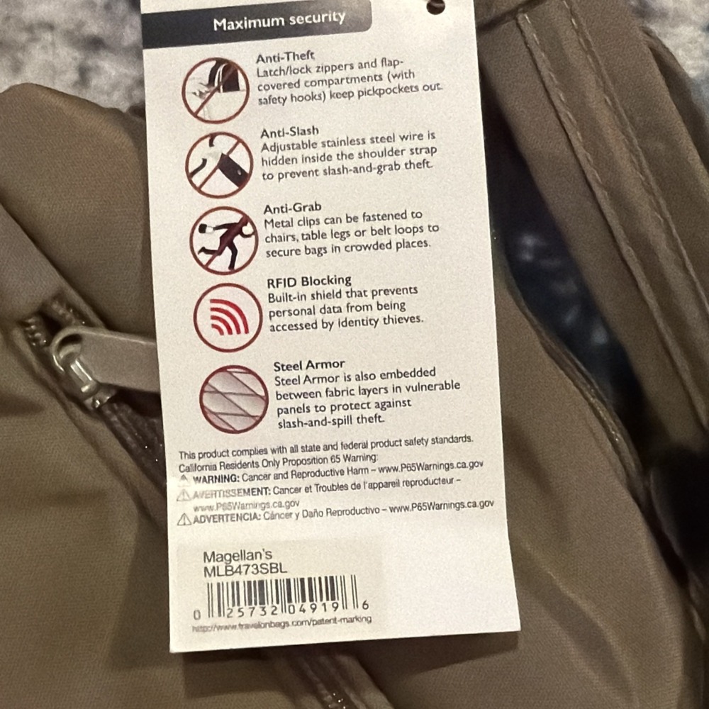 Magellan VaultPro RFID Gateway Grande Bag Denier Nylon Waterbottle holder Sable - Picture 3 of 4